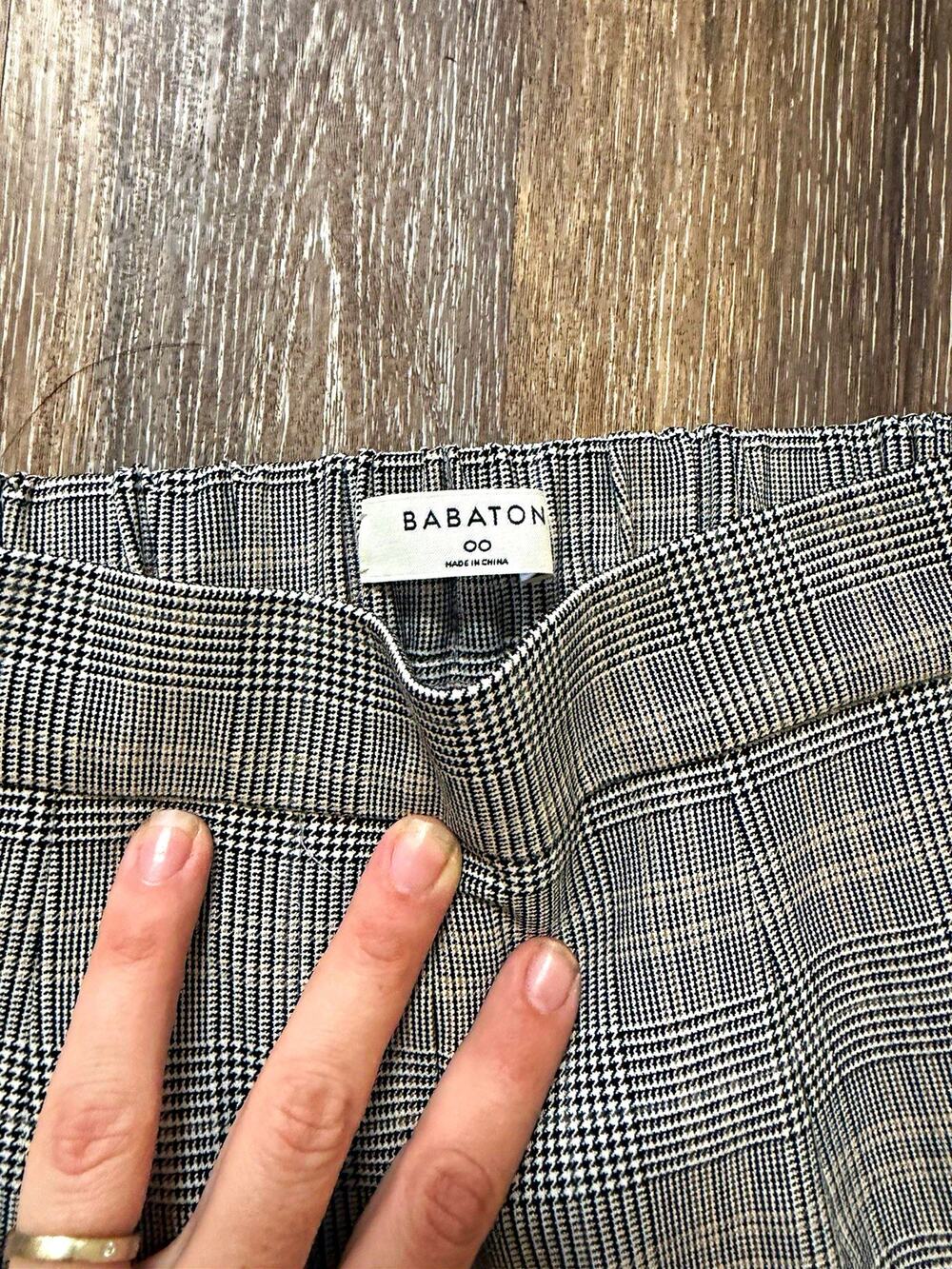Babaton Women’s Gray Plaid Slim Dress Pants 8 Twill Stretch Zip Flat Front
